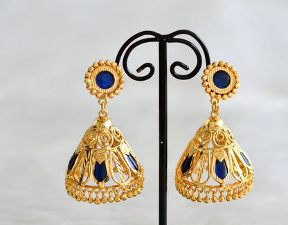 Gold tone kerala style blue nagapadam jhumkka dj-43196