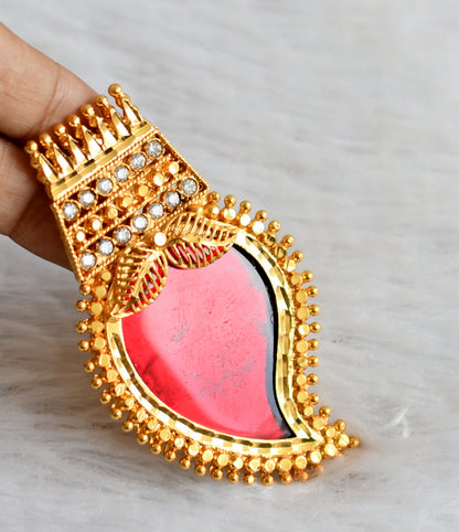 Gold tone red-white kerala style mango pendant dj-48091