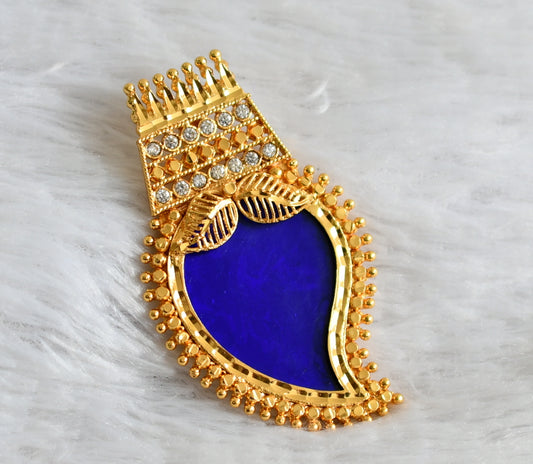 Gold tone blue-white kerala style mango pendant dj-48092