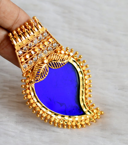 Gold tone blue-white kerala style mango pendant dj-48092