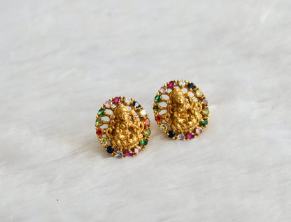 Matte finish navarathna stone lakshmi stud/earrings dj-46517