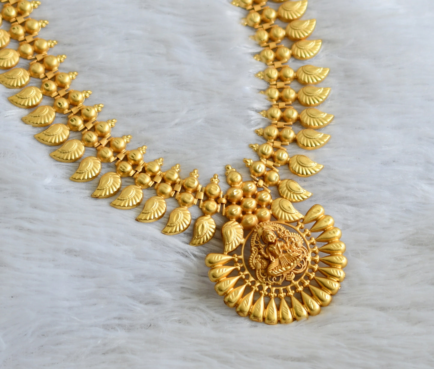 Matte gold tone kerala style lakshmi mango haar dj-48100