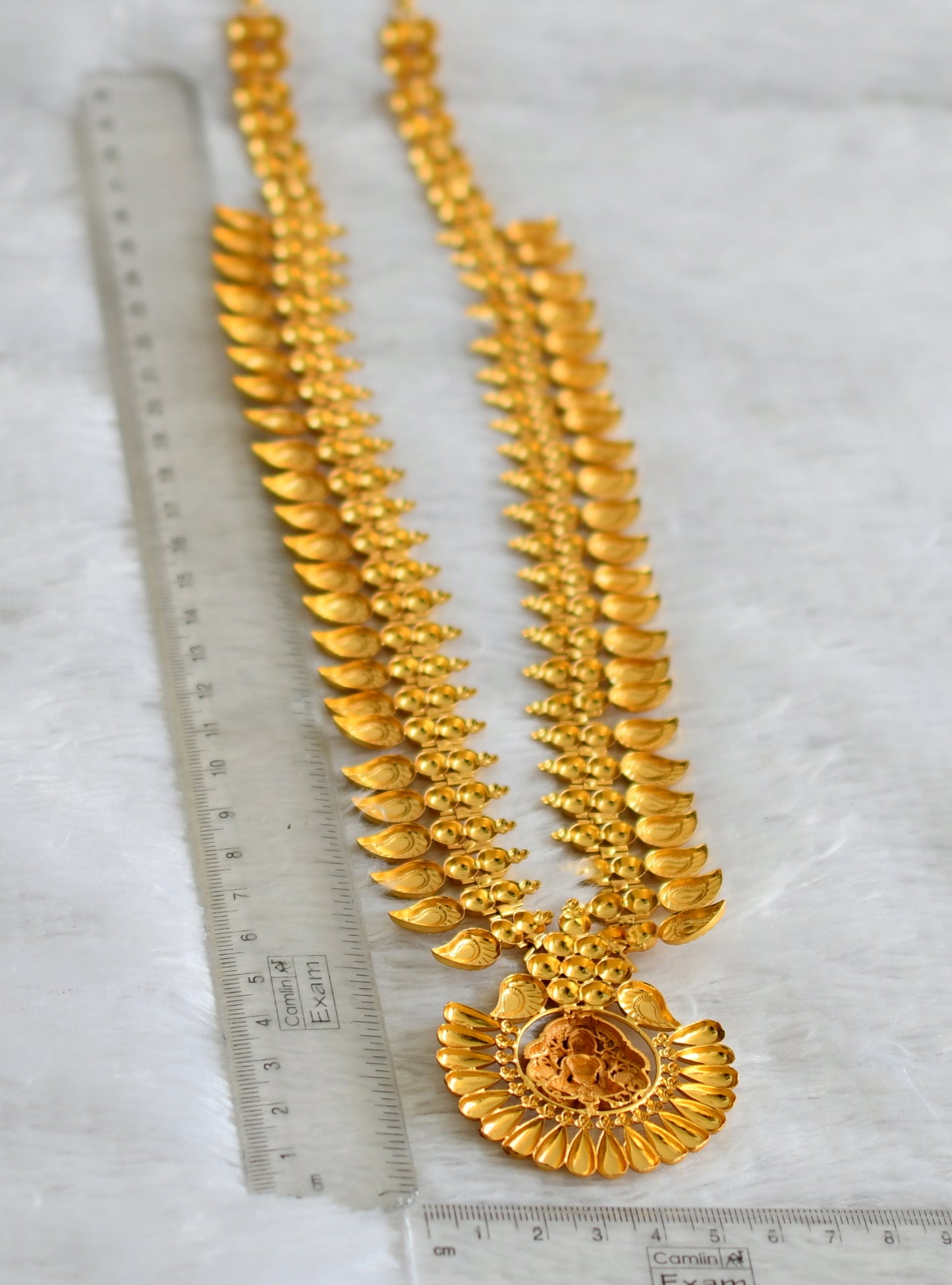 Matte gold tone kerala style lakshmi mango haar dj-48100