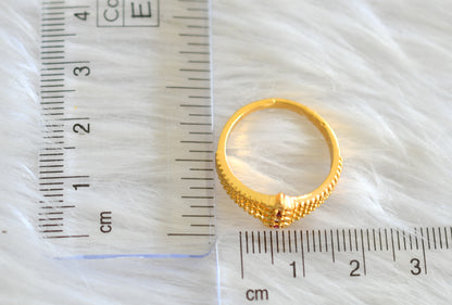 Gold tone ruby-white finger ring dj-43215