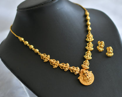 Gold tone kerala style lakshmi necklace set dj-46530