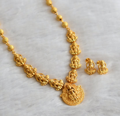 Gold tone kerala style lakshmi necklace set dj-46530