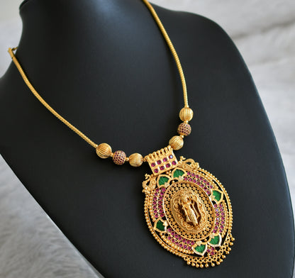 Gold tone ad pink-green palakka kerala style shri ram kodi necklace dj-48110