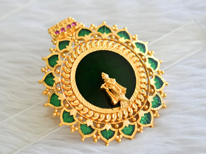 Gold tone pink-green palakka green Krishna Kerala style pendant dj-43163