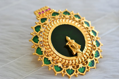 Gold tone pink-green palakka green Krishna Kerala style pendant dj-43163