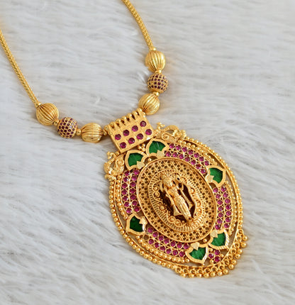 Gold tone ad pink-green palakka kerala style shri ram kodi necklace dj-48110