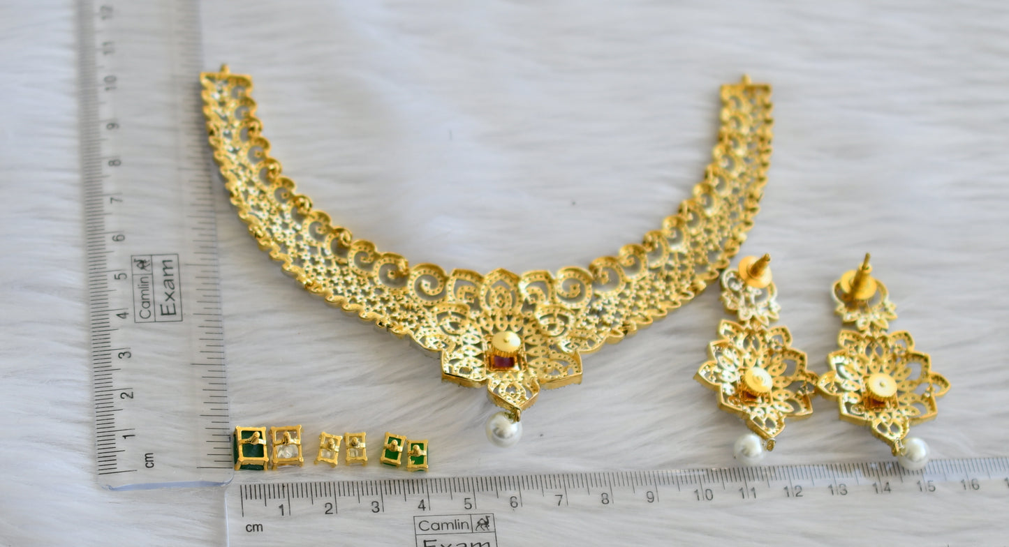 Two tone color changeable necklace set dj-44742