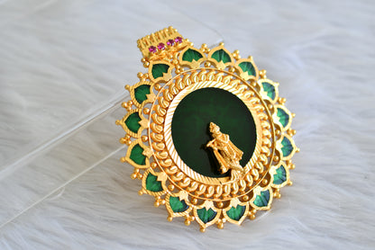 Gold tone pink-green palakka green Krishna Kerala style pendant dj-43163