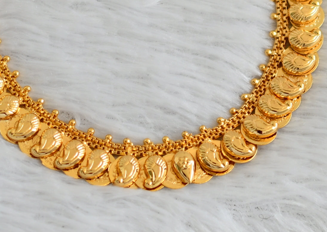 Gold tone mango-lakshmi coin reversible necklace dj-48106