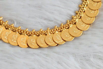 Gold tone mango-lakshmi coin reversible necklace dj-48106