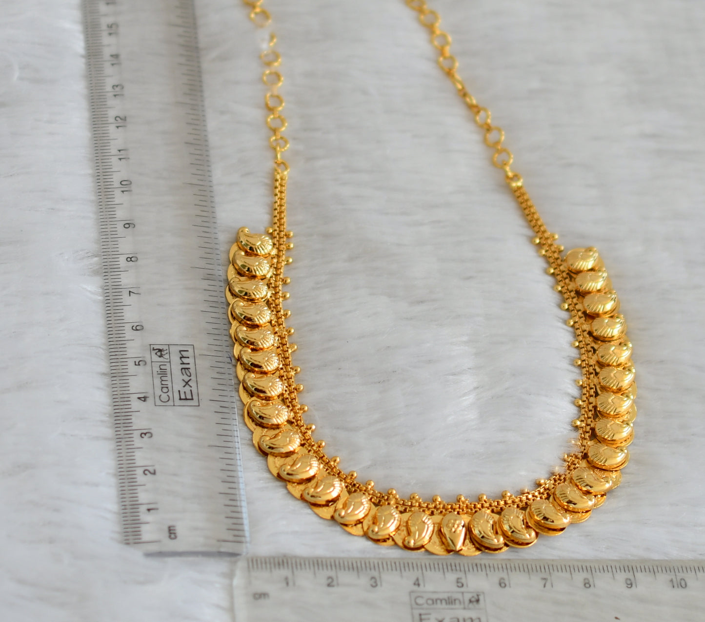 Gold tone mango-lakshmi coin reversible necklace dj-48106