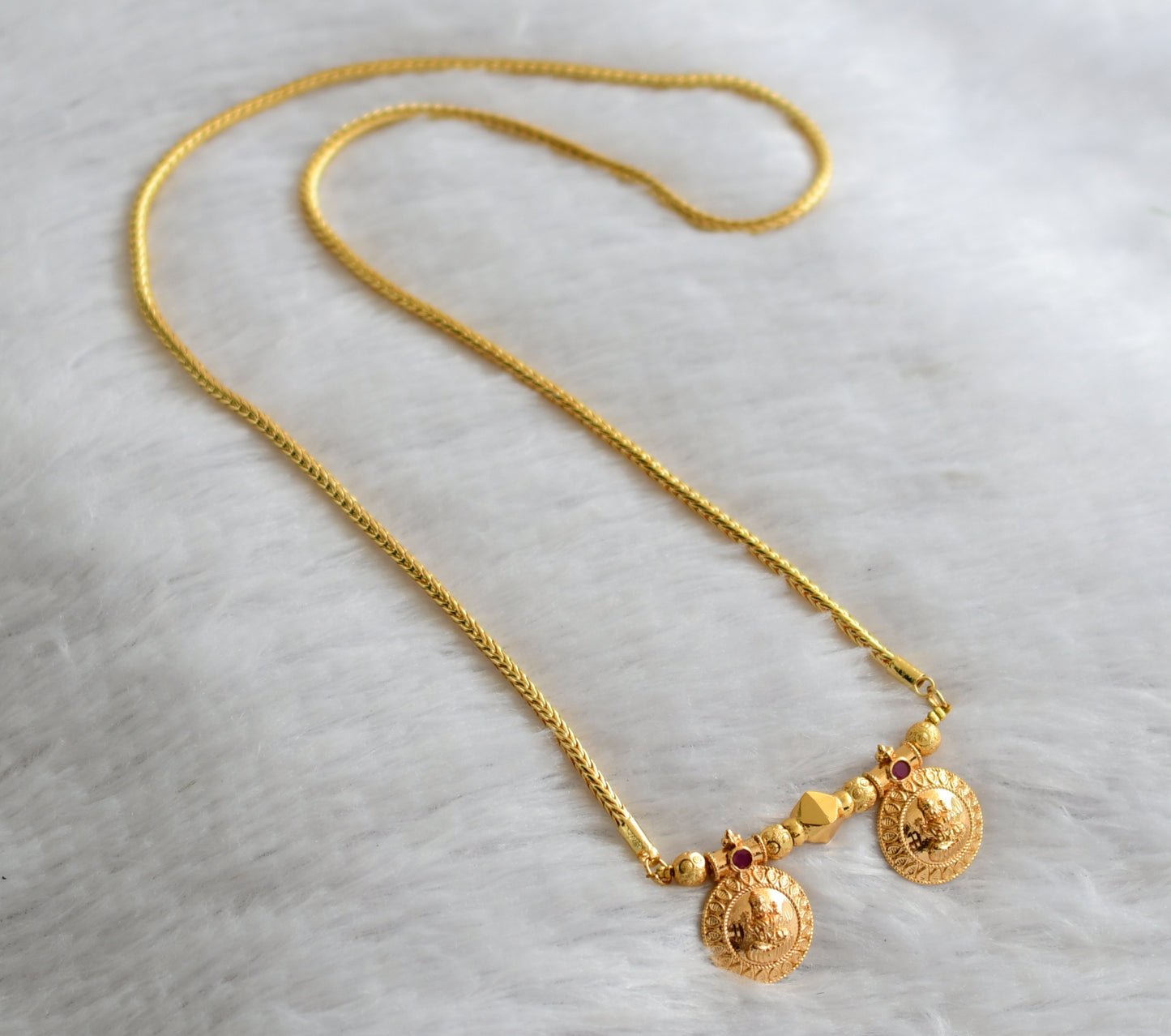 Gold tone telugu style ruby lakshmi small bottu mangalyam dj-46536