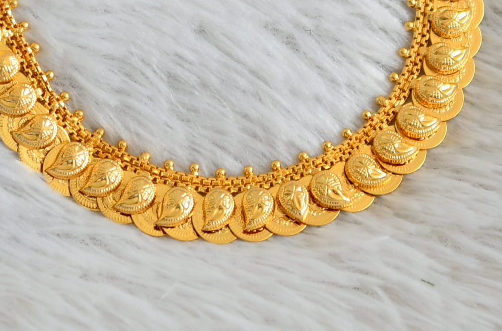 Gold tone mango-lakshmi coin reversible necklace dj-48107