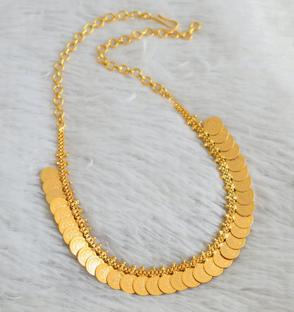 Gold tone mango-lakshmi coin reversible necklace dj-48107