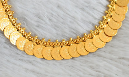 Gold tone mango-lakshmi coin reversible necklace dj-48107