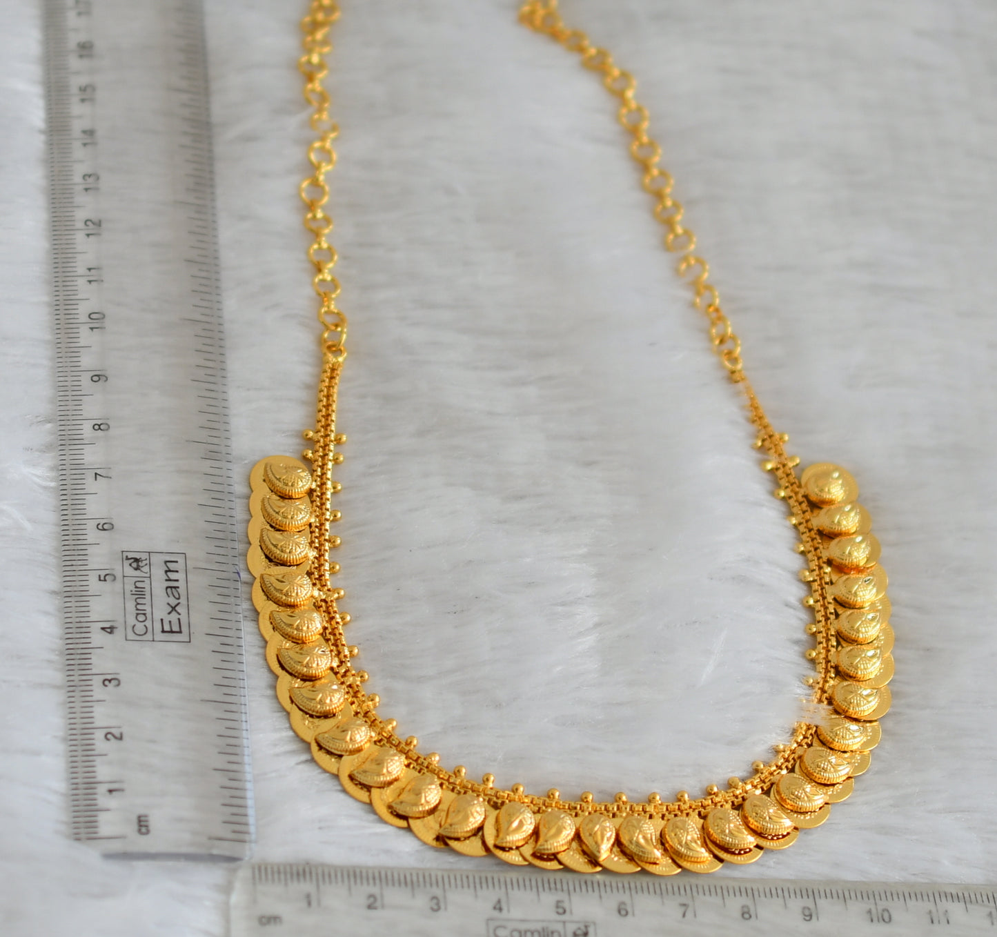 Gold tone mango-lakshmi coin reversible necklace dj-48107