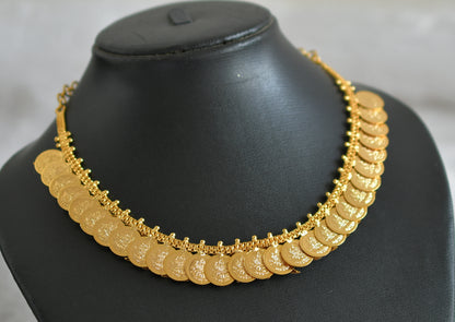 Gold tone peacock-lakshmi coin reversible necklace dj-48105