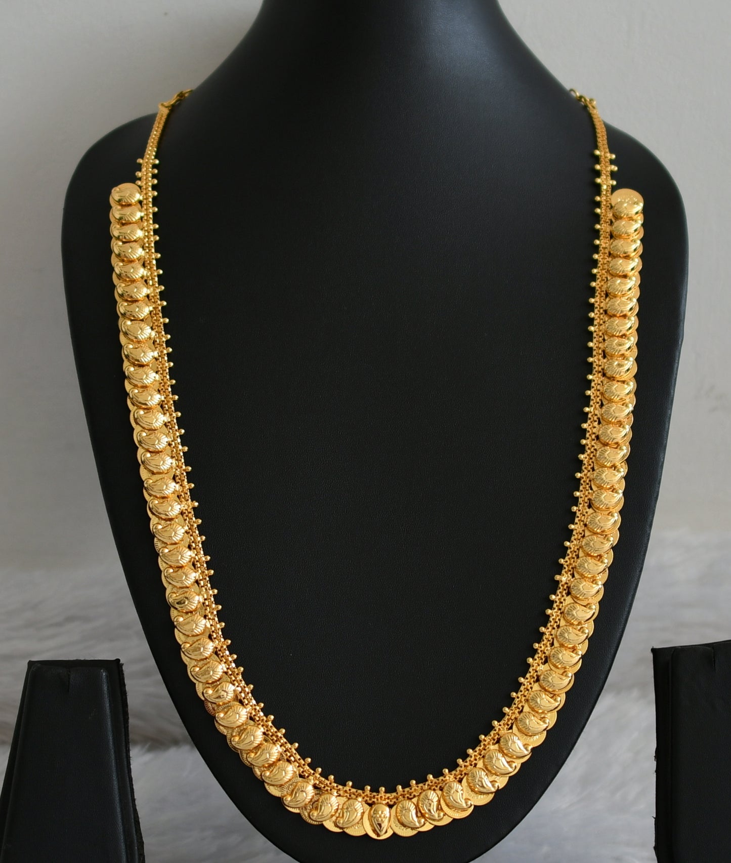 Gold tone mango lakshmi coin reversible haar dj-48103