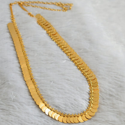 Gold tone mango lakshmi coin reversible haar dj-48103