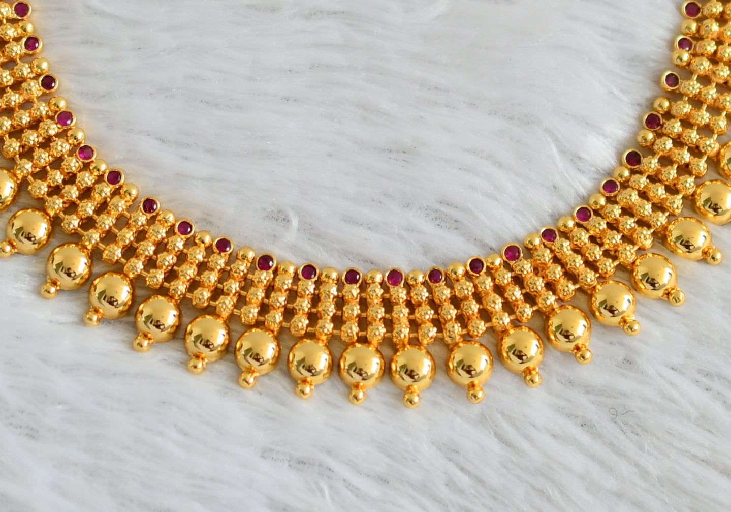 Gold look alike ad pink ball style necklace dj-48109