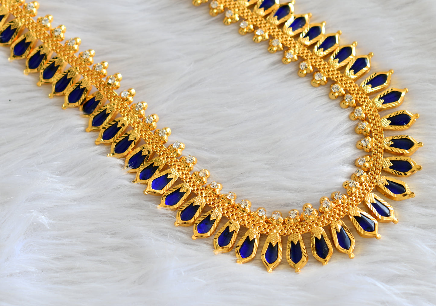 Gold tone blue kerala style nagapadam haar dj-43255