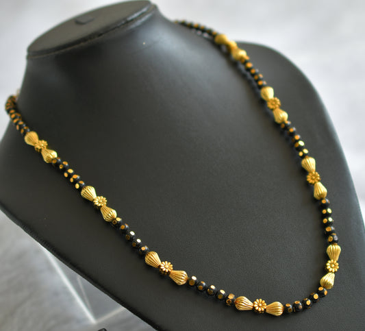 Gold tone Black Beaded Necklace -dj04154