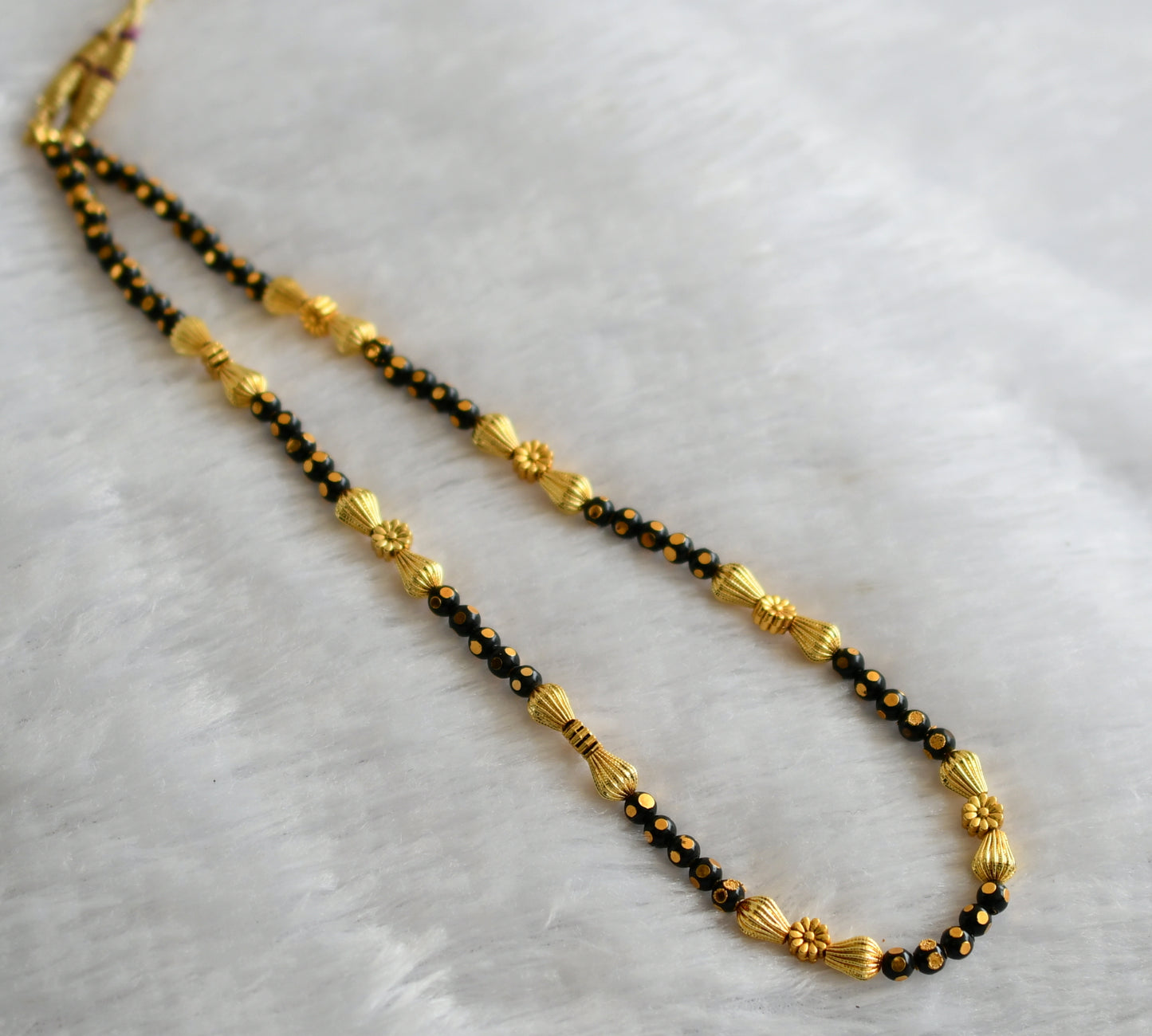 Gold tone Black Beaded Necklace -dj04154