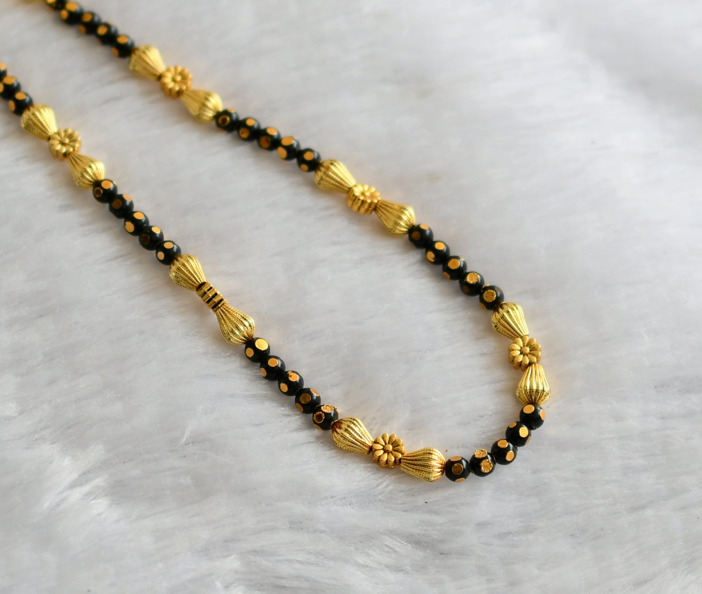 Gold tone Black Beaded Necklace -dj04154