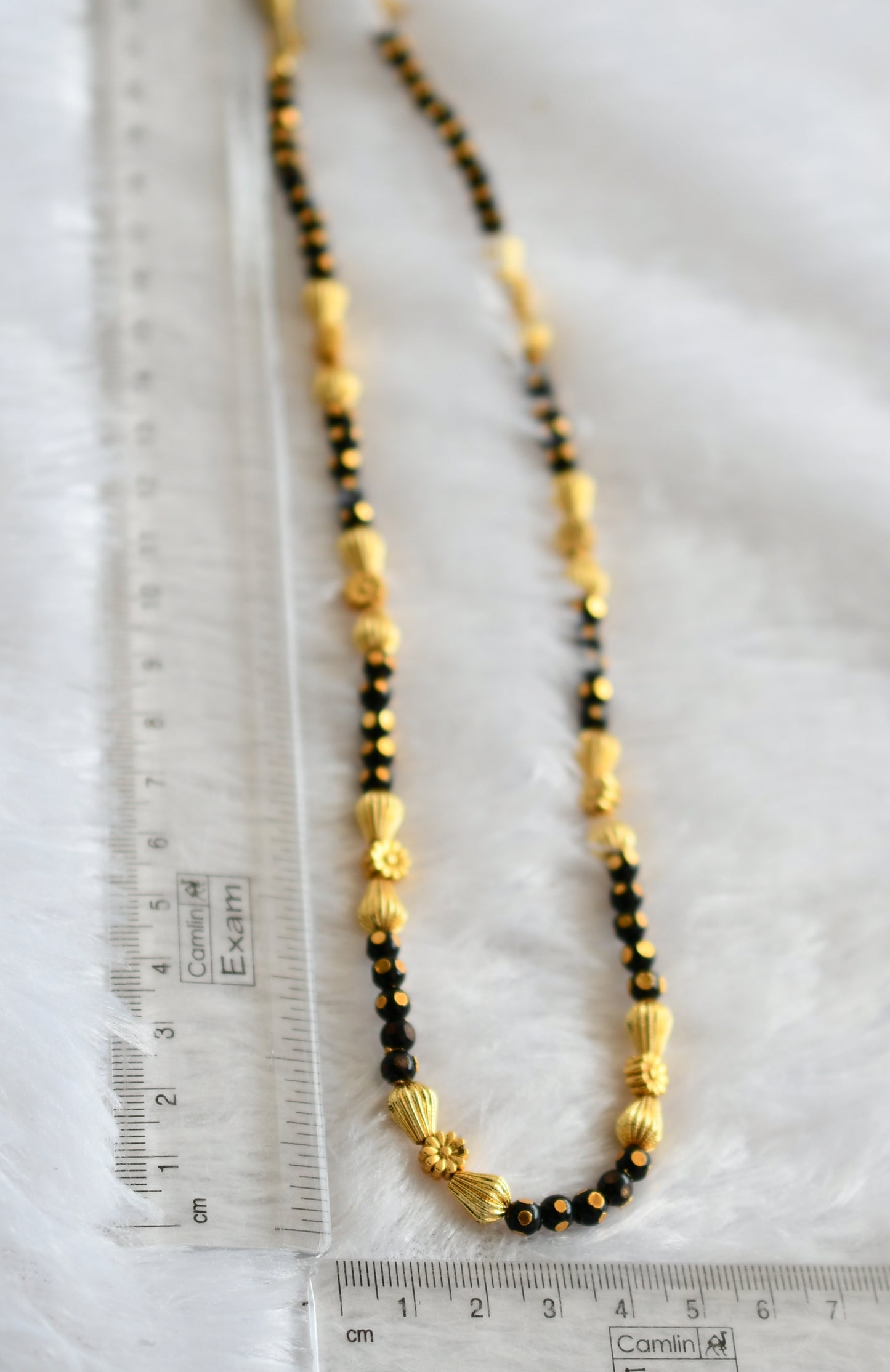 Gold tone Black Beaded Necklace -dj04154