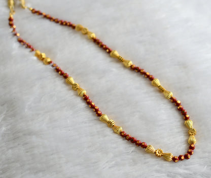 Gold tone Red Beaded Necklace -dj04155