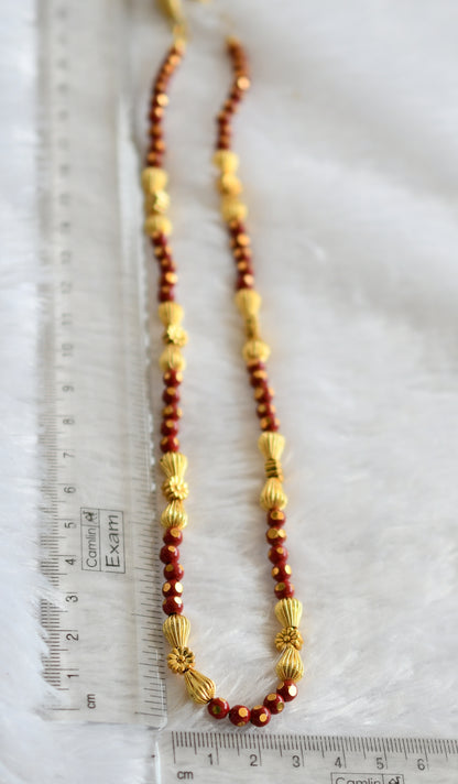 Gold tone Red Beaded Necklace -dj04155