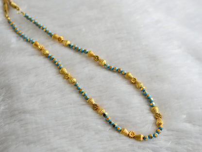 Gold tone Blue Beaded Necklace -dj04152