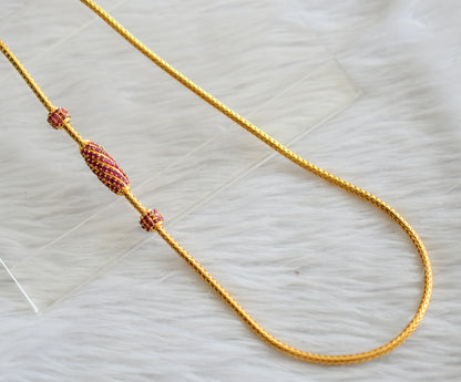 Gold tone ruby mugappu chain dj-44761