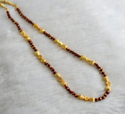 Gold tone Maroon Beaded Necklace -dj04153