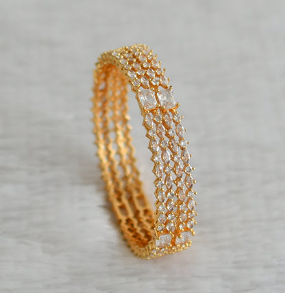 Gold tone cz white block stone bangles(2.8) dj-48166