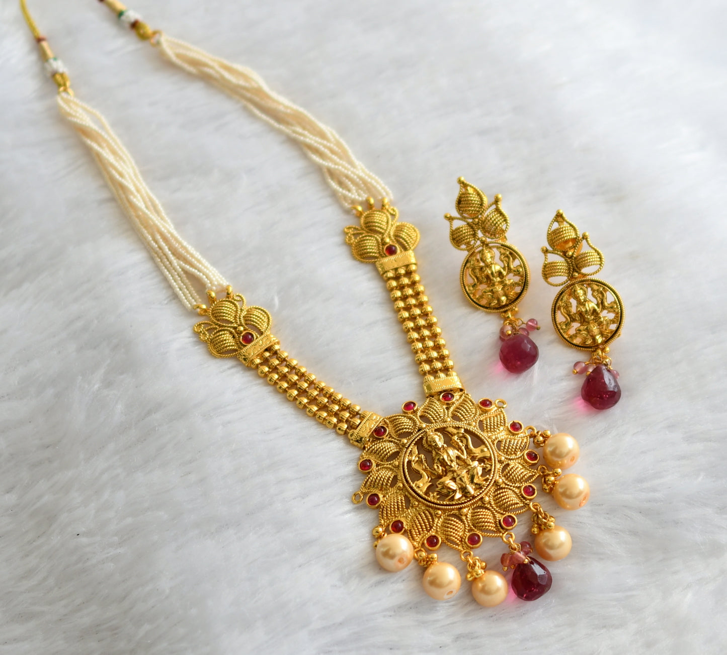 Antique gold tone Kemp Lakshmi Necklace Set-dj04157