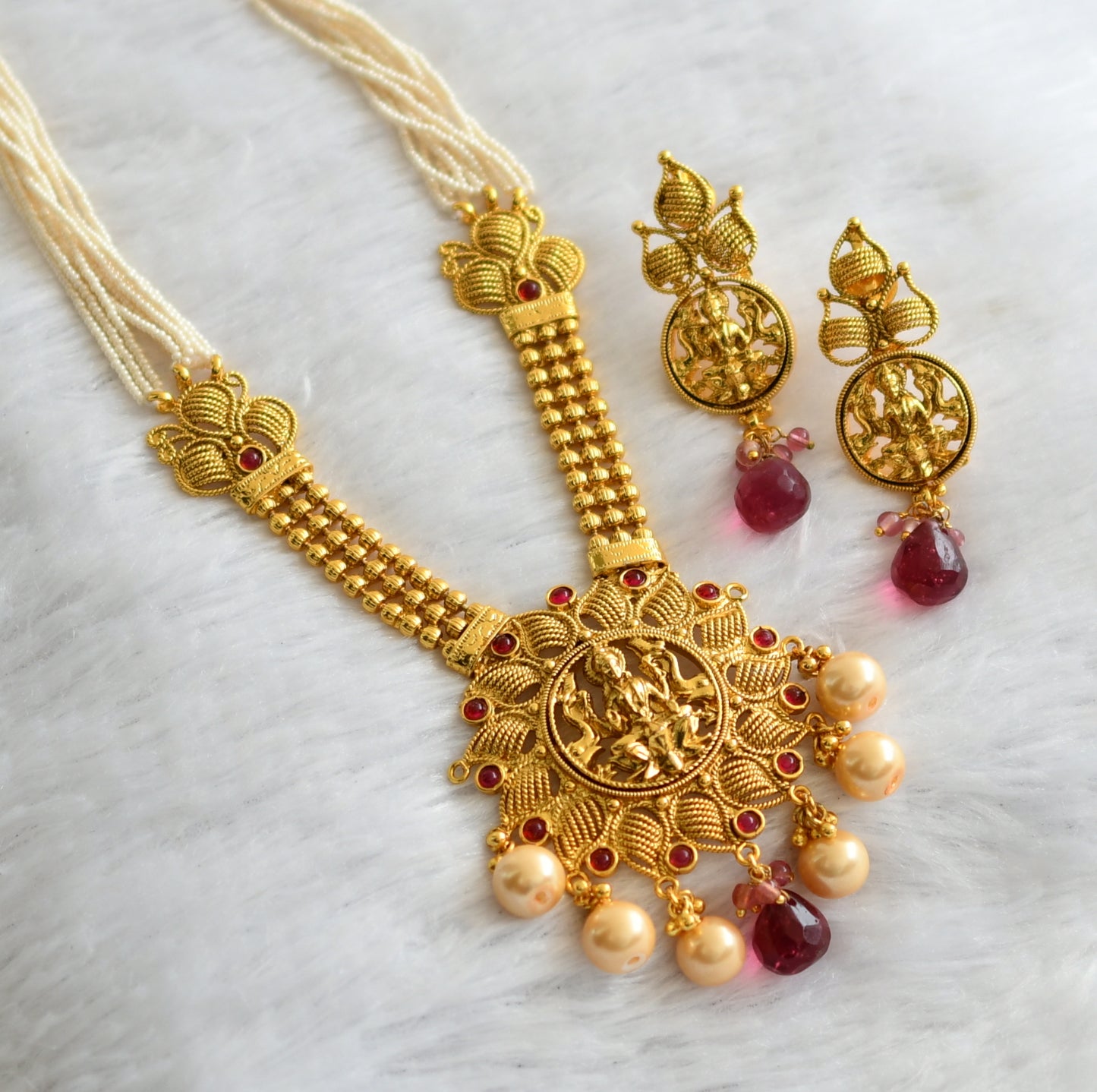 Antique gold tone Kemp Lakshmi Necklace Set-dj04157