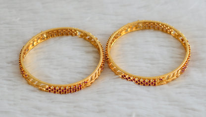 Gold tone ruby leaf bangles(2.6) dj-48150