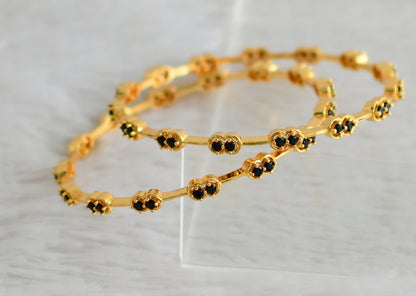 Gold tone black stone bangles(2.8) dj-48131