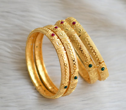 Gold tone pink-green set of 4 bangles(2.4) dj-44773