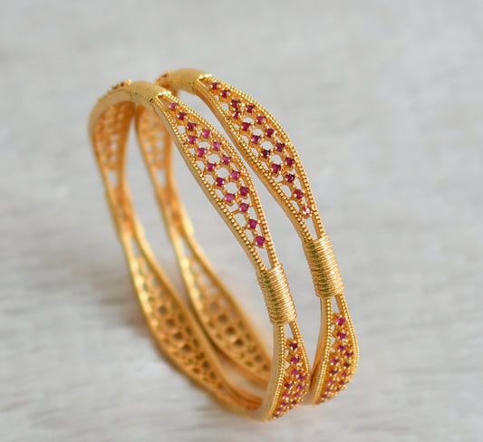 Gold tone ruby stone bangles(2.4) dj-48132