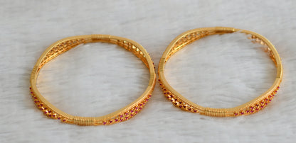 Gold tone ruby stone bangles(2.4) dj-48132