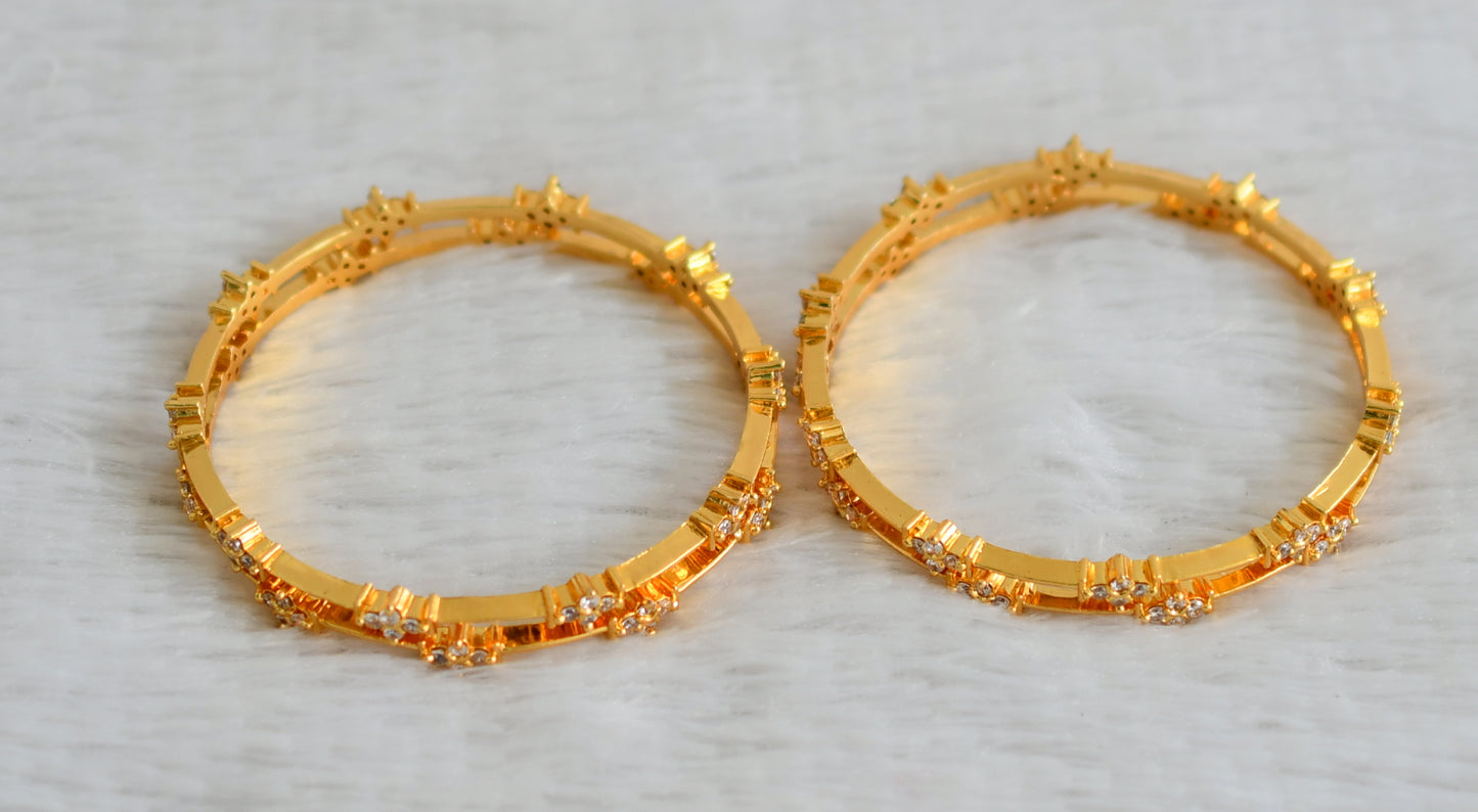 Gold tone cz white set of 4 bangles(2.4) dj-48167