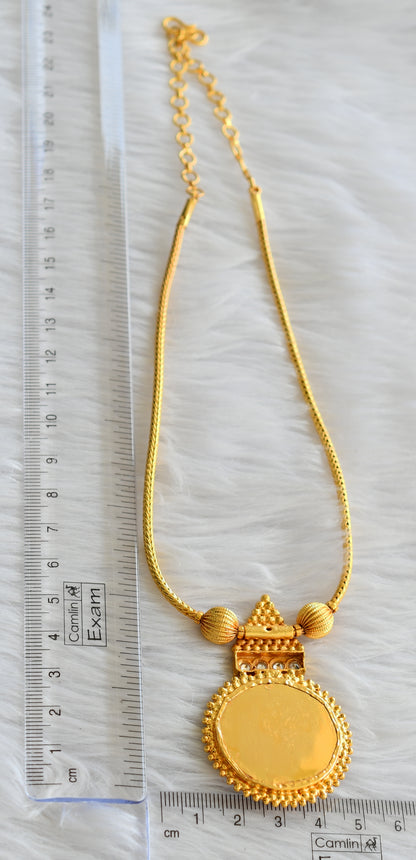 Gold tone kerala style blue-white round krishna necklace dj-43223