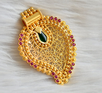 Gold look alike pink-green nagapadam mango pendant dj-44789