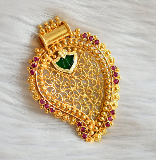 Gold look alike pink-green mango palakka pendant dj-44790